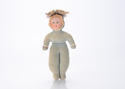 Lot 119 - A British velvet doll in bunny ears, 1920s