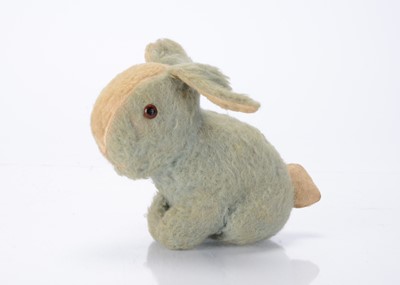 Lot 128 - A British blue wool plush musical rabbit, probably late 1930s