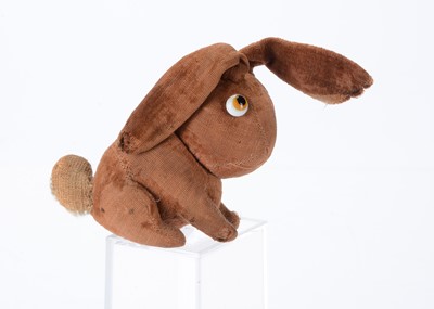 Lot 129 - A small British googly-eyed brown velvet rabbit, late 1920s