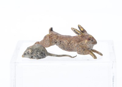 Lot 146 - A Viennese cold painted bronze running rabbit