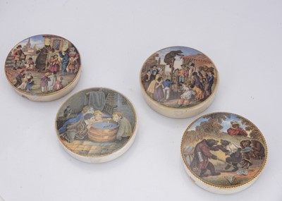 Lot 319 - Three 19th Century Prattware bear related pot lids