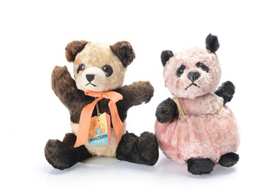 Lot 329 - Two Chiltern Toys post-war pram/ baby panda teddy bears