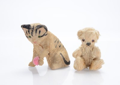 Lot 335 - A clockwork cat and small Chad Valley teddy bear