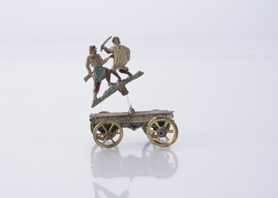 Lot 434 - A French Penny Toy of French soldier and Arab fighting