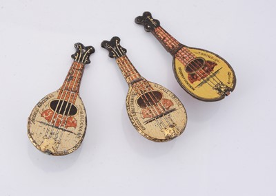 Lot 435 - Three Penny Toy mandolin sweet or candy tins