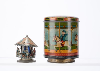 Lot 444 - A 1910-20s German lithographed tinplate carousel sweet tin