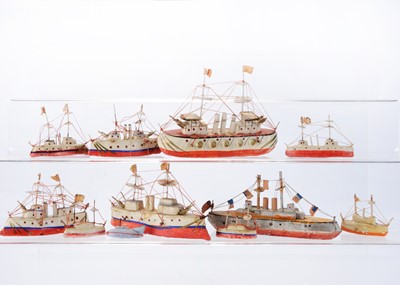 Lot 448 - A group of Japanese wood and composition battleships