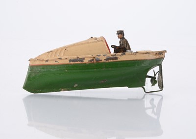 Lot 449 - A German clockwork tinplate speedboat, circa 1910