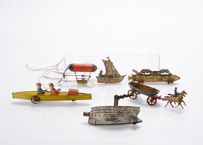 Lot 454 - German Penny Toy boats and aircraft for spares and repairs