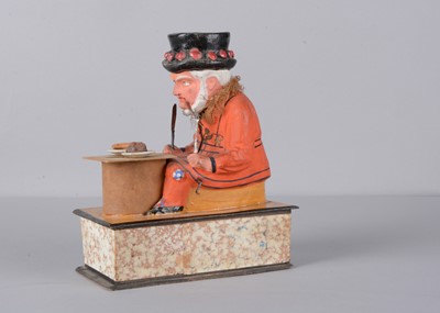 Lot 466 - A mid to late 19th century Thüringen Yeomen of the Guard (Beefeater) eating a sausage crank handled ‘eater’