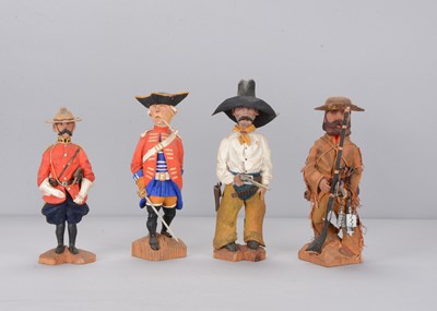 Lot 468 - Four recent carved wooden 19th century characters by G Walker