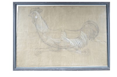 Lot 520 - A rare very large fairground general arrangement drawing of a double seater galloping cockerel from the Tussauds Collection