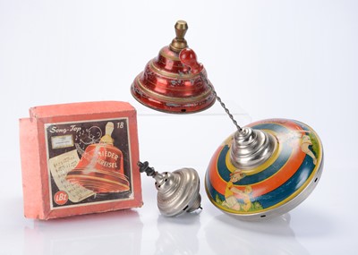 Lot 539 - Three German tinplate spinning tops
