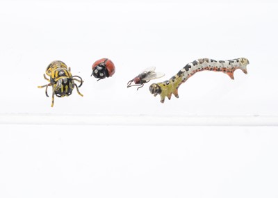 Lot 553 - Four Viennese cold painted bronze insects