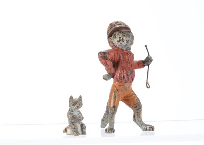 Lot 555 - A Viennese cold painted bronze cat dressed a jockey
