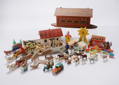 Lot 578 - Erzgebirge miniature wooden toys and a Converse Ark