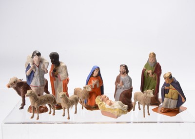Lot 616 - A German composition nativity set, circa 1900