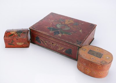 Lot 622 - Three 19th century German painted wooden boxes