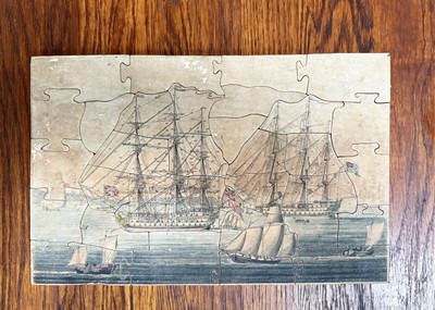 Lot 636 - An 19th century E Wallis dissected puzzle ‘Britain’s Bulwarks - a Grand Naval Puzzle’