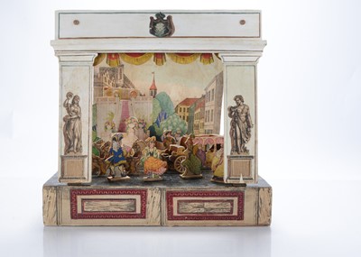 Lot 643 - A late 19th century German wooded toy theatre