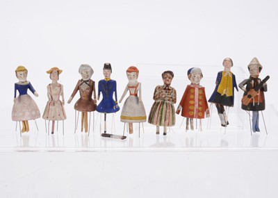 Lot 657 - Nine Thüringen composition and wood bristle toys