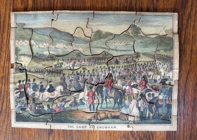 Lot 679 - A mid 19th century English dissected puzzle of ‘Review Day - The Camp at Chobham’