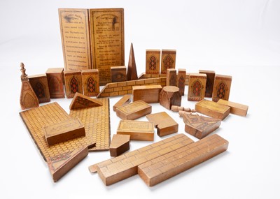 Lot 695 - A W.S. Reed Toy Co. wooden construction church, circa 1880