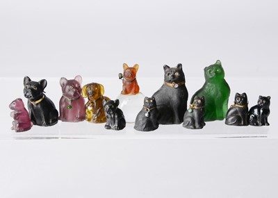 Lot 712 - Czechoslovakian glass cracker charm animals with jewelled eyes