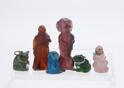 Lot 713 - Czechoslovakian glass cracker charm animals and Father Christmas