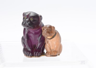 Lot 714 - A rare Czechoslovakian glass bulldog pair