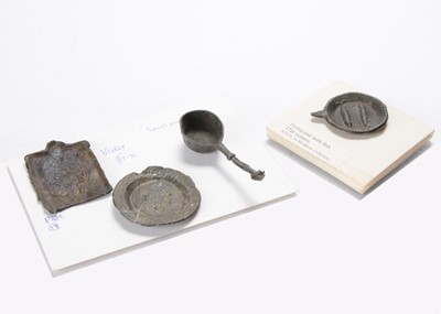 Lot 716 - Four 17th and 18th century English dolls’ house pewter ware