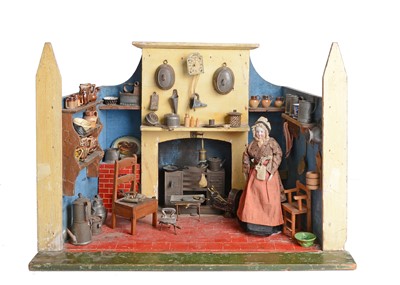 Lot 725 - A mid 19th century English wooden doll’s kitchen