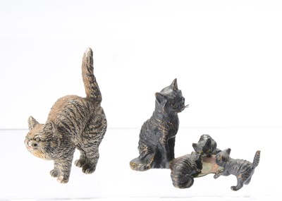 Lot 768 - A Viennese cold painted bronze cat with three kittens