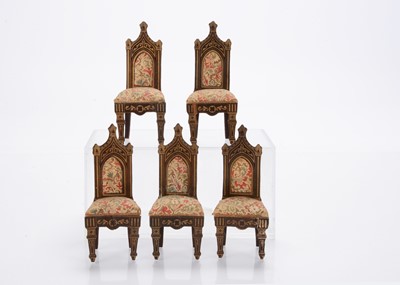 Lot 776 - Five Waltershausen dolls’ house Gothic chairs