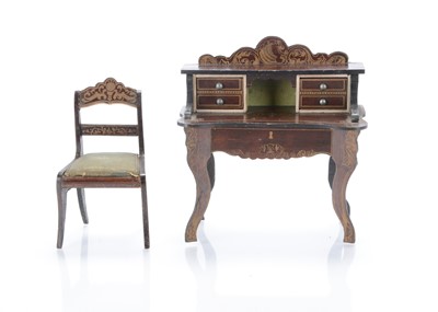 Lot 779 - A Waltershausen dolls’ house ladies writing desk and chair