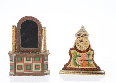Lot 822 - A late 19th century dolls’ house card and paper toilet mirror candy or sweet container