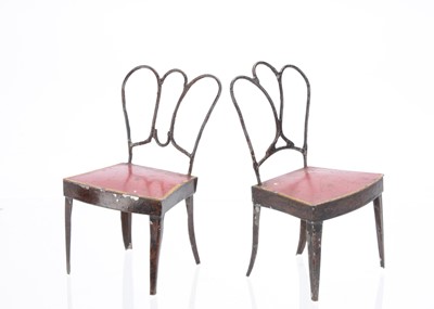 Lot 841 - A near pair of 19th century Rock & Graner dolls’ house tinplate dinning chairs