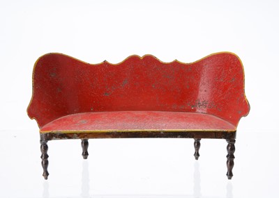 Lot 847 - An 19th century Rock & Graner tinplate dolls’ house sofa