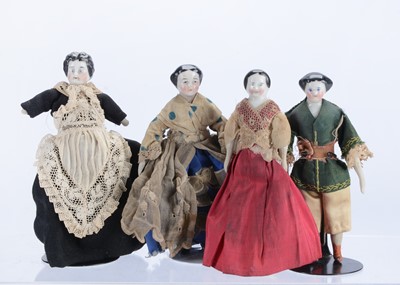 Lot 857 - For late 19th century German dolls’ house china shoulder-head doll
