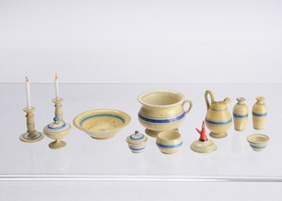 Lot 867 - 19th century German turned and painted wooden wash and dressing table set