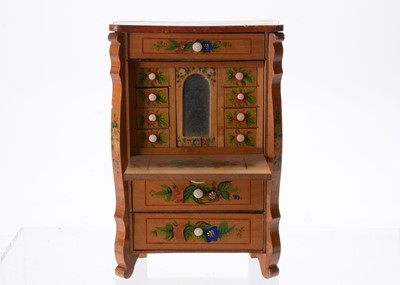 Lot 879 - A late 19th century large scale dolls’ house drop front bureau