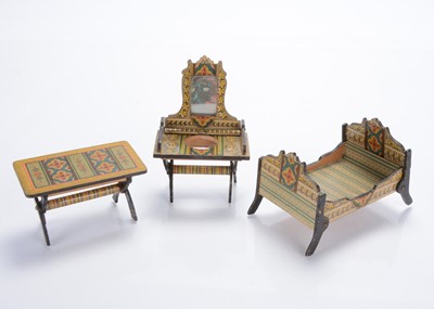 Lot 882 - Three unusual German collapsible dolls’ house furniture