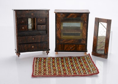 Lot 887 - German large scale wood grained dolls’ house furniture