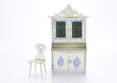 Lot 891 - A German painted tinplate large scale dolls’ house kitchen dresser