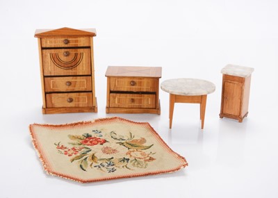 Lot 903 - Two pieces of late 19th century German inlaid dolls’ house furniture