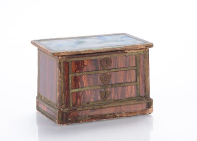 Lot 915 - An 19th century card and glass box in the form of a dolls’ house chest of drawers