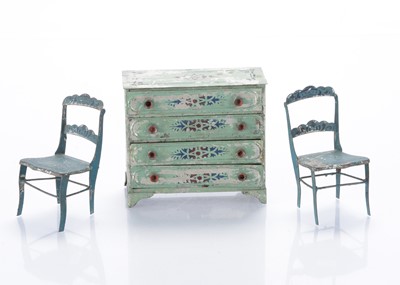 Lot 917 - An Althof Bergmann (American) tinplate dolls’ house chest of drawers
