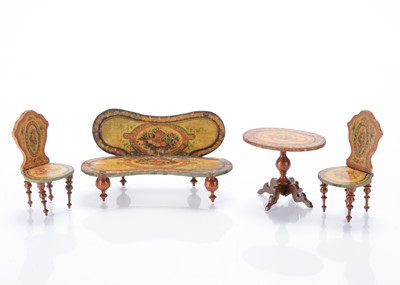 Lot 934 - A set of late 19th century German chromolithographic dolls’ house furniture
