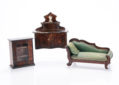 Lot 960 - Late 19th century German wood grained dolls’ house furniture