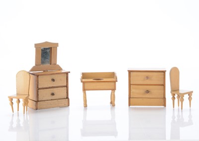 Lot 969 - 19th century German blonde wood dolls’ house furniture